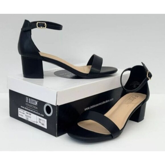 DE BLOSSOM / Annie-50/ Black / Block Heel / Open-Toe Sandals / With Ankle Strap - Picture 6 of 7